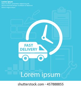 Fast delivery icon (silhouette). shipping truck 
