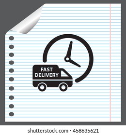 Fast delivery icon (silhouette). shipping truck 