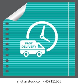 Fast delivery icon (silhouette). shipping truck 