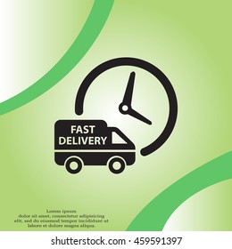 Fast delivery icon (silhouette). shipping truck 