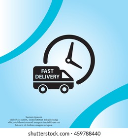 Fast delivery icon (silhouette). shipping truck 