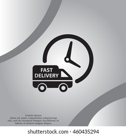 Fast delivery icon (silhouette). shipping truck 
