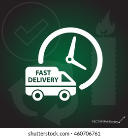 Fast delivery icon (silhouette). shipping truck 