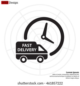 Fast delivery icon (silhouette). shipping truck 