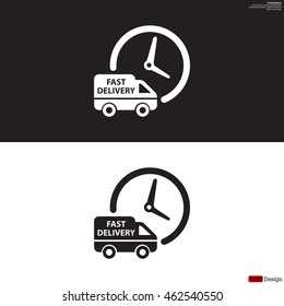 Fast delivery icon (silhouette). shipping truck 