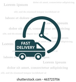 Fast delivery icon (silhouette). shipping truck 