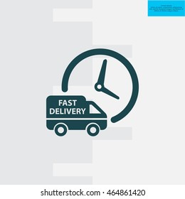 Fast delivery icon (silhouette). shipping truck 