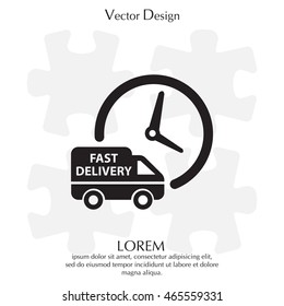 Fast delivery icon (silhouette). shipping truck 