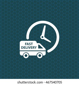 Fast delivery icon (silhouette). shipping truck 