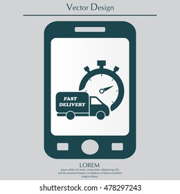 Fast delivery icon (silhouette). shipping truck 