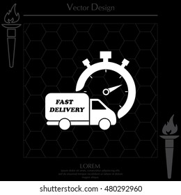 Fast delivery icon (silhouette). shipping truck 