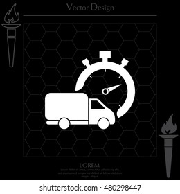 Fast delivery icon (silhouette). shipping truck isolated. vector illustration