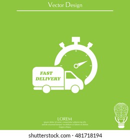Fast delivery icon (silhouette). shipping truck 