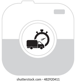 Fast delivery icon (silhouette). shipping truck isolated. vector illustration