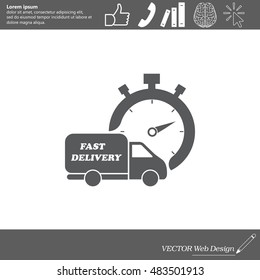 Fast delivery icon (silhouette). shipping truck 