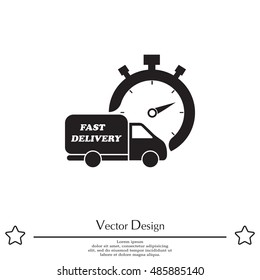 Fast delivery icon (silhouette). shipping truck 