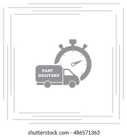 Fast delivery icon (silhouette). shipping truck 
