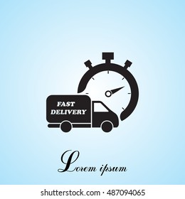 Fast delivery icon (silhouette). shipping truck 