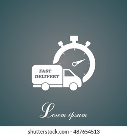 Fast delivery icon (silhouette). shipping truck 