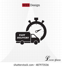 Fast delivery icon (silhouette). shipping truck 