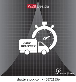 Fast delivery icon (silhouette). shipping truck 