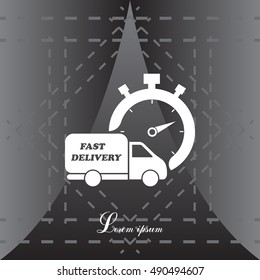 Fast delivery icon (silhouette). shipping truck 