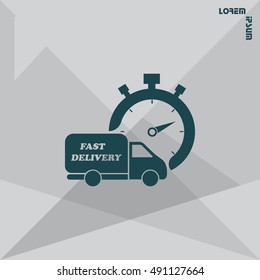Fast delivery icon (silhouette). shipping truck 
