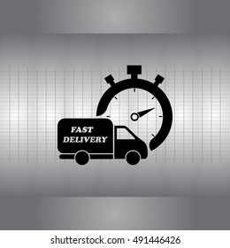 Fast delivery icon (silhouette). shipping truck 