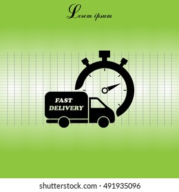 Fast delivery icon (silhouette). shipping truck 