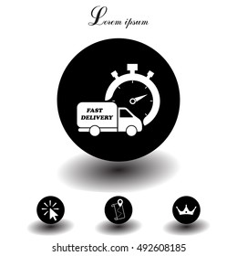 Fast delivery icon (silhouette). shipping truck 