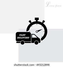 Fast delivery icon (silhouette). shipping truck 