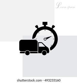 Fast delivery icon (silhouette). shipping truck isolated. vector illustration