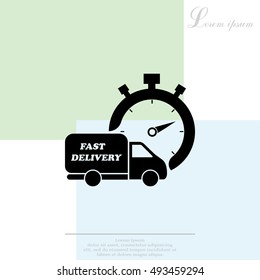 Fast delivery icon (silhouette). shipping truck 
