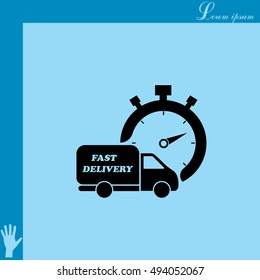 Fast delivery icon (silhouette). shipping truck 