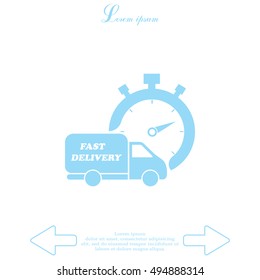Fast delivery icon (silhouette). shipping truck 