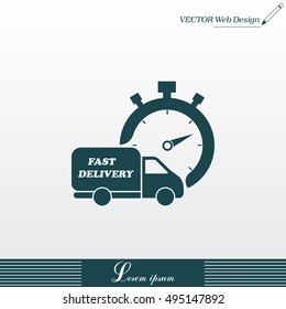 Fast delivery icon (silhouette). shipping truck 