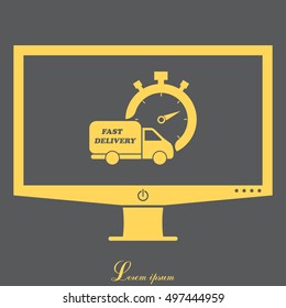 Fast delivery icon (silhouette). shipping truck 