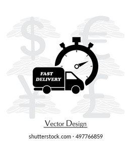 Fast delivery icon (silhouette). shipping truck 