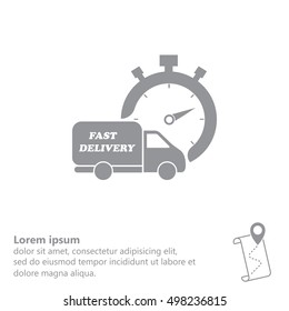 Fast delivery icon (silhouette). shipping truck 