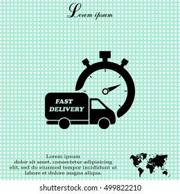 Fast delivery icon (silhouette). shipping truck 