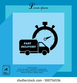 Fast delivery icon (silhouette). shipping truck 