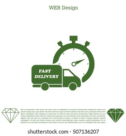 Fast delivery icon (silhouette). shipping truck 