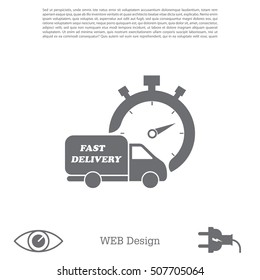 Fast delivery icon (silhouette). shipping truck 
