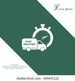 Fast delivery icon (silhouette). shipping truck 