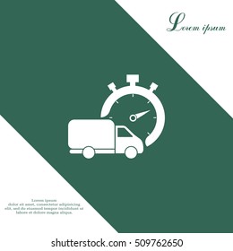 Fast delivery icon (silhouette). shipping truck isolated. vector illustration