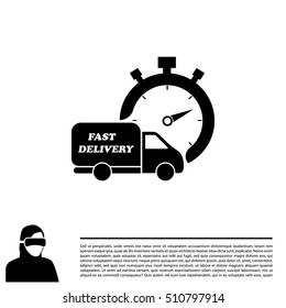 Fast delivery icon (silhouette). shipping truck 