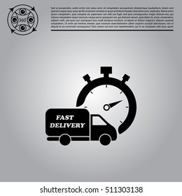 Fast delivery icon (silhouette). shipping truck 