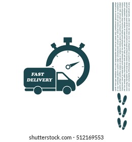 Fast delivery icon (silhouette). shipping truck 