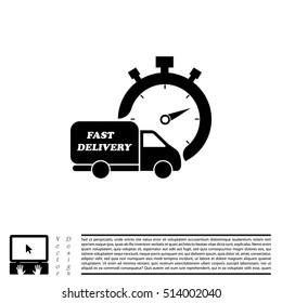 Fast delivery icon (silhouette). shipping truck 
