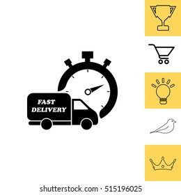 Fast delivery icon (silhouette). shipping truck 
